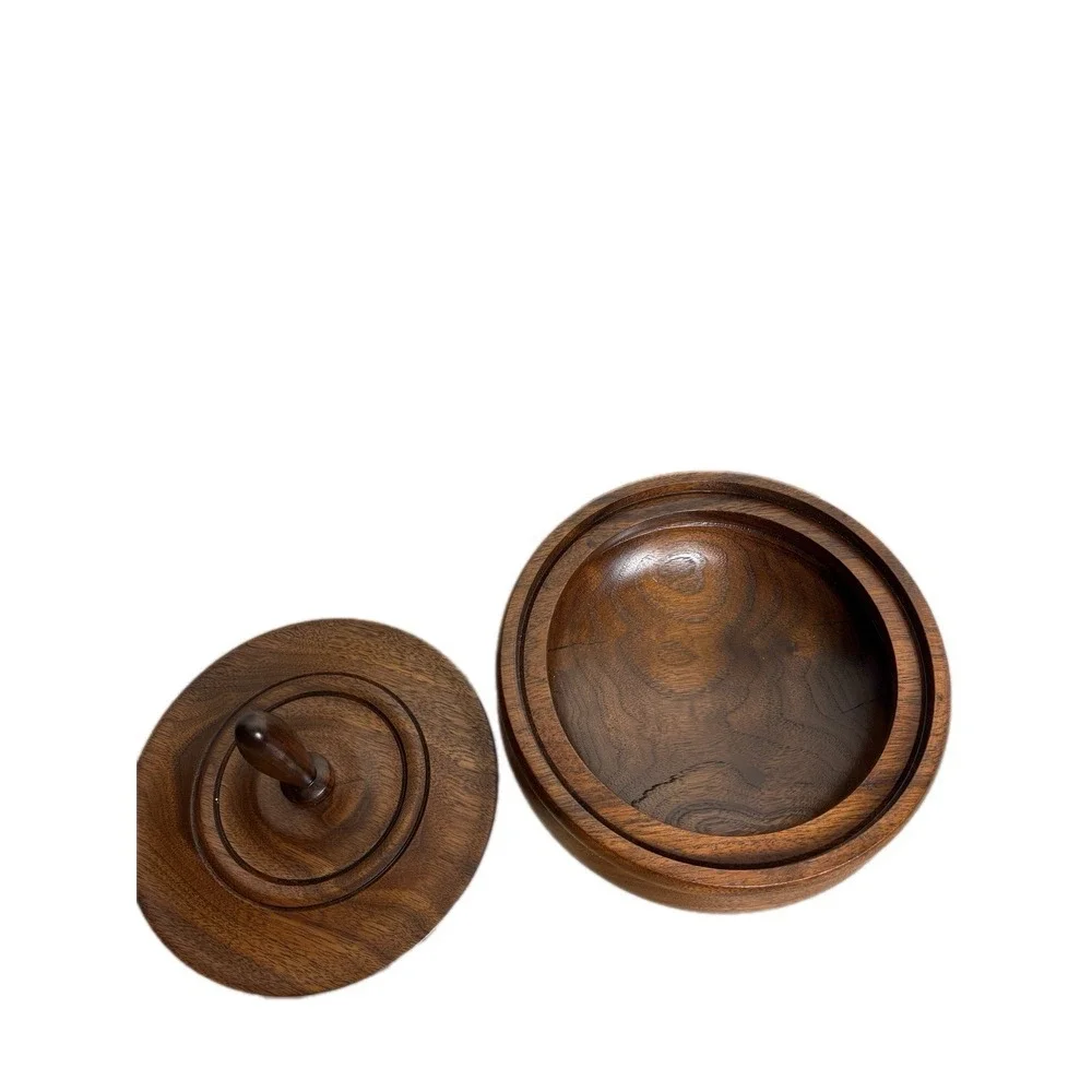 Vintage Wooden Bowl With Lid Mixed‎ Walnut Hand Turned MCM 70's Era Trinket Box